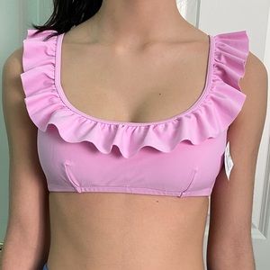 Pink ruffle J Crew bikini top